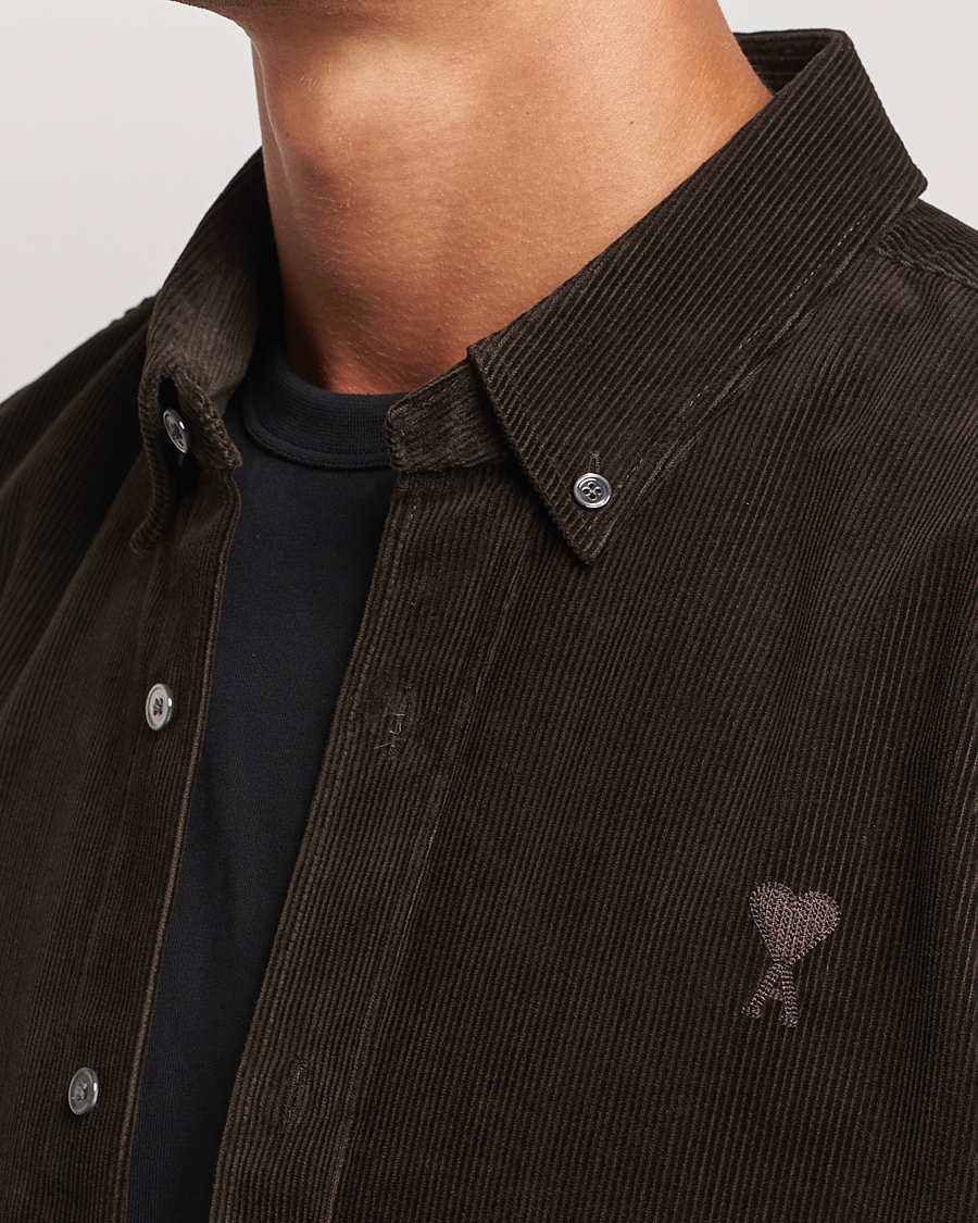 Heren | Overhemden | AMI | Classic Fit Corduroy Shirt Dark Coffee