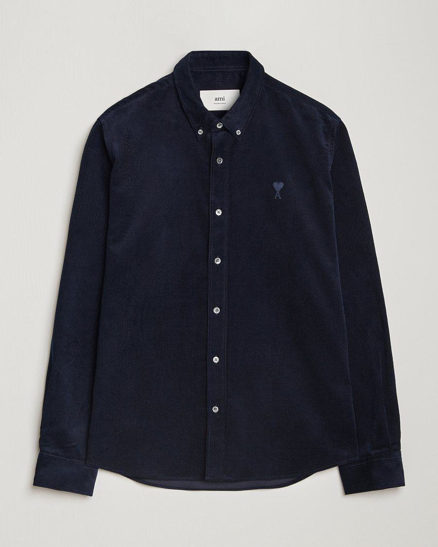 Heren | Overhemden | AMI | Classic Fit Corduroy Shirt Navy