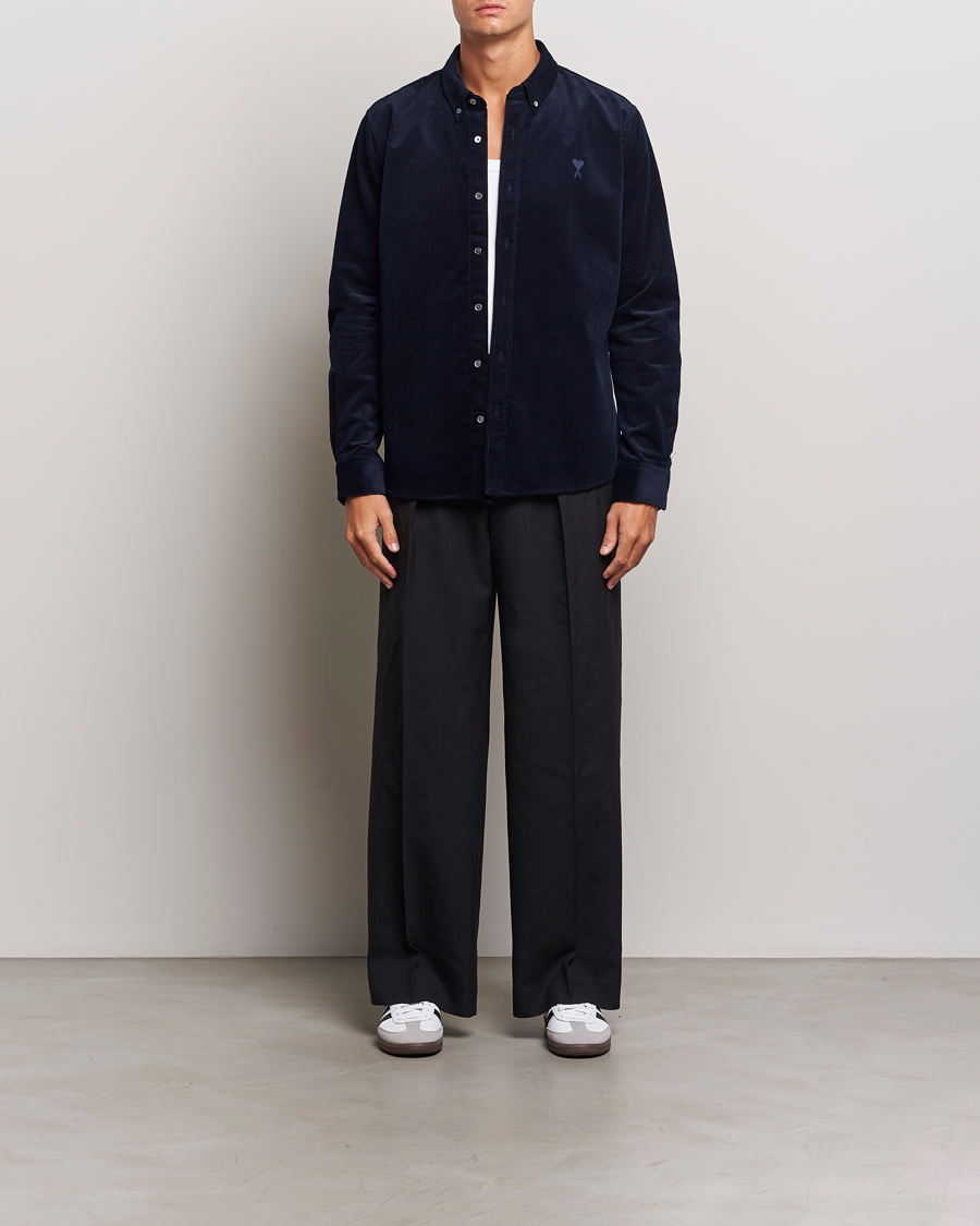Heren | Overhemden | AMI | Classic Fit Corduroy Shirt Navy