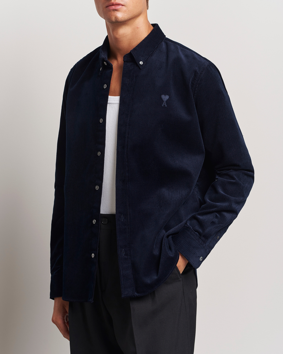 Heren | Overhemden | AMI | Classic Fit Corduroy Shirt Navy