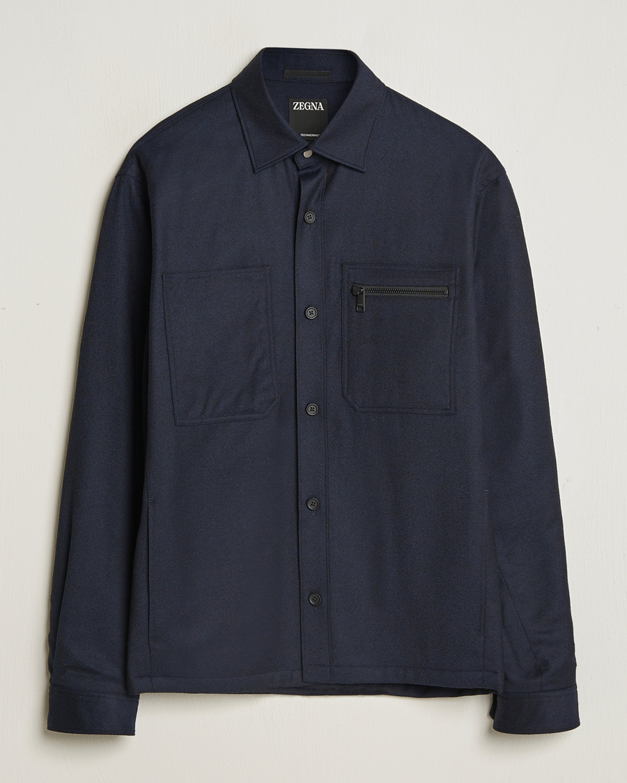Heren | Jassen | Zegna | Techmerino Flannel Shirt Jacket Navy