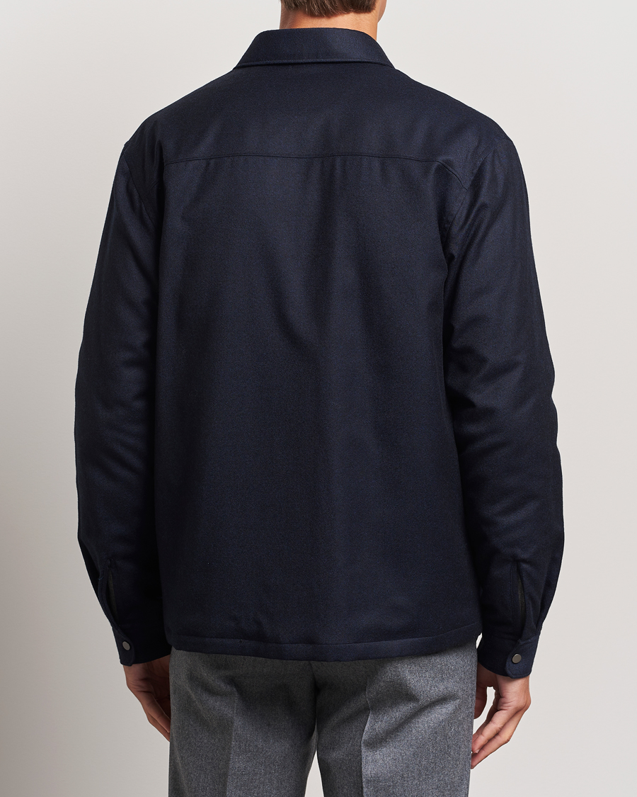 Heren | Jassen | Zegna | Techmerino Flannel Shirt Jacket Navy