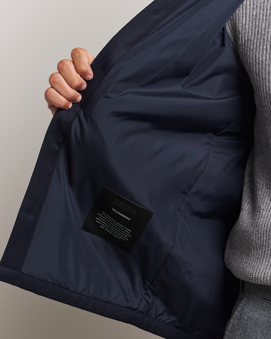 Heren | Jassen | Zegna | Techmerino Flannel Shirt Jacket Navy