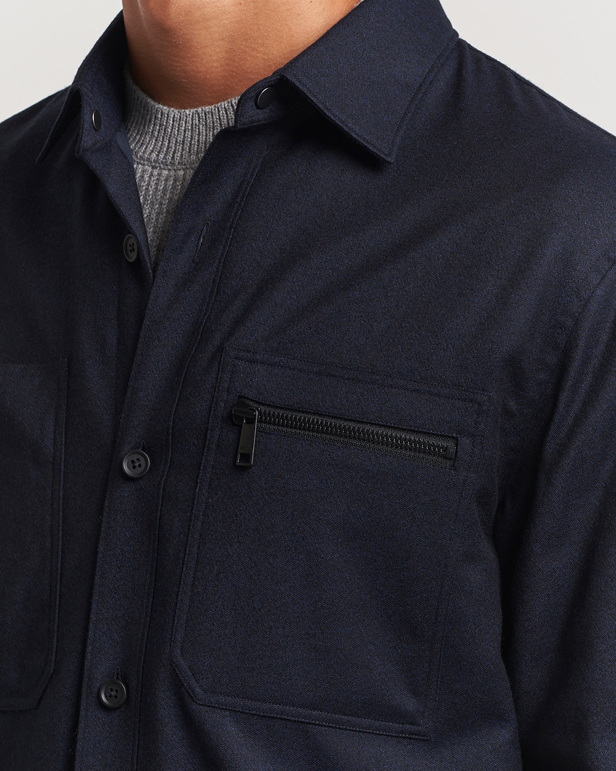 Heren | Jassen | Zegna | Techmerino Flannel Shirt Jacket Navy