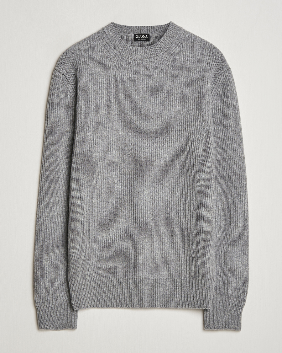 Heren | Truien | Zegna | Oasi Cashmere Rib Crewneck Grey Melange