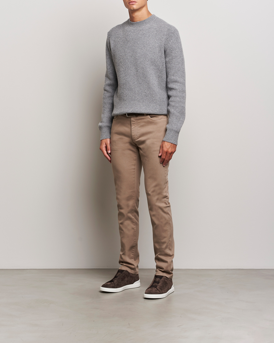 Heren | Truien | Zegna | Oasi Cashmere Rib Crewneck Grey Melange