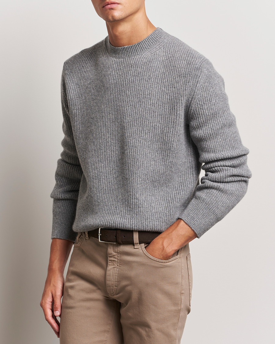 Heren | Truien | Zegna | Oasi Cashmere Rib Crewneck Grey Melange