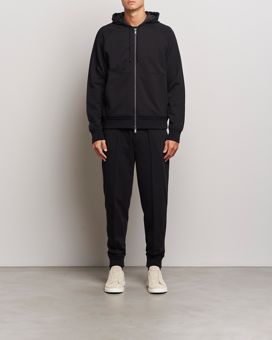 Heren | Truien | Zegna | Cotton Stretch Zip Hoodie Black