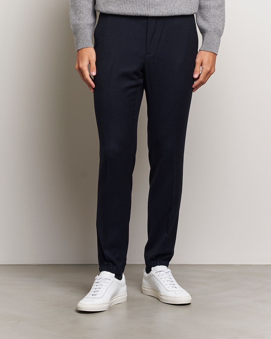 Heren | Broeken | Zegna | Techmerino Flannel Drawstring Pants Navy
