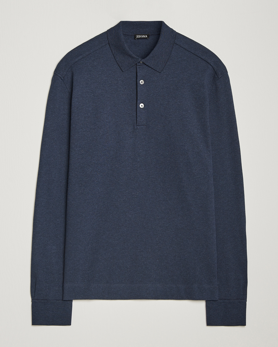 Heren | Truien | Zegna | Soft Cotton Long Sleeve Polo Navy