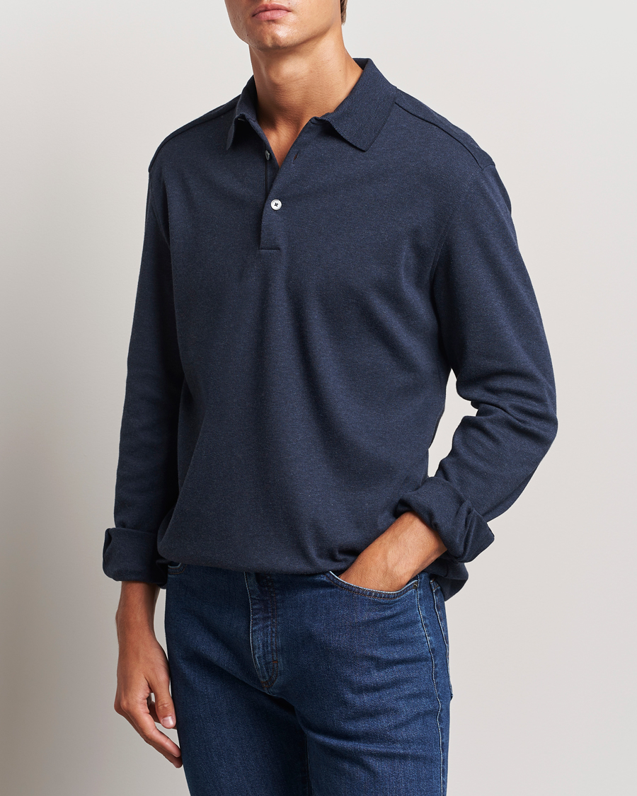 Heren | Truien | Zegna | Soft Cotton Long Sleeve Polo Navy