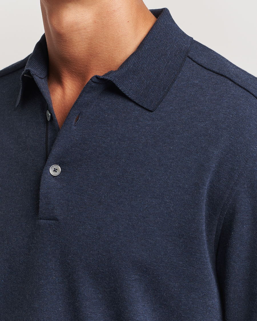 Heren | Truien | Zegna | Soft Cotton Long Sleeve Polo Navy