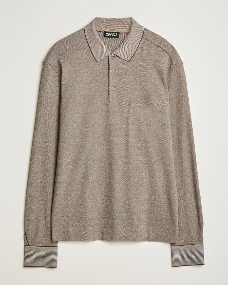 Heren | Truien | Zegna | Soft Cotton Long Sleeve Polo Beige