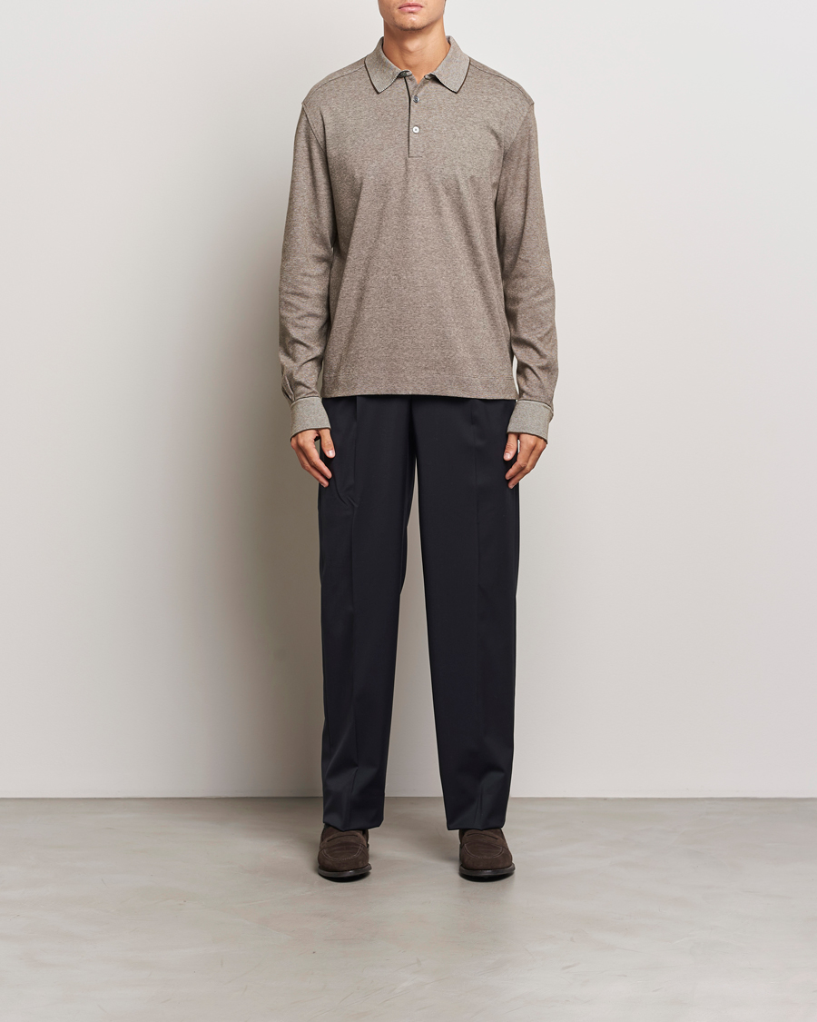 Heren | Truien | Zegna | Soft Cotton Long Sleeve Polo Beige