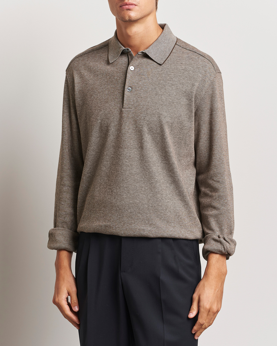 Heren | Truien | Zegna | Soft Cotton Long Sleeve Polo Beige