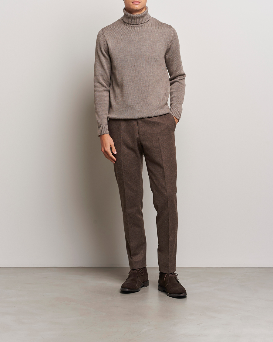 Heren | Truien | Zanone | Virgin Merino Wool Rollneck Taupe