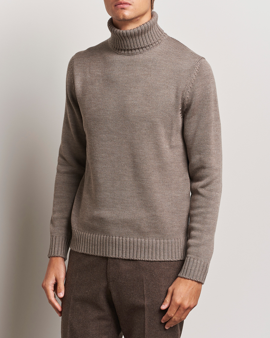 Heren | Truien | Zanone | Virgin Merino Wool Rollneck Taupe