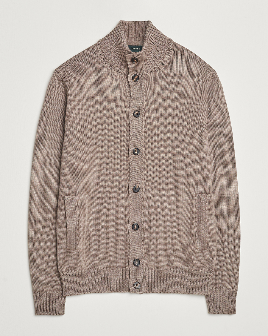Heren | Truien | Zanone | Virgin Merino Wool Chioto Cardigan Taupe