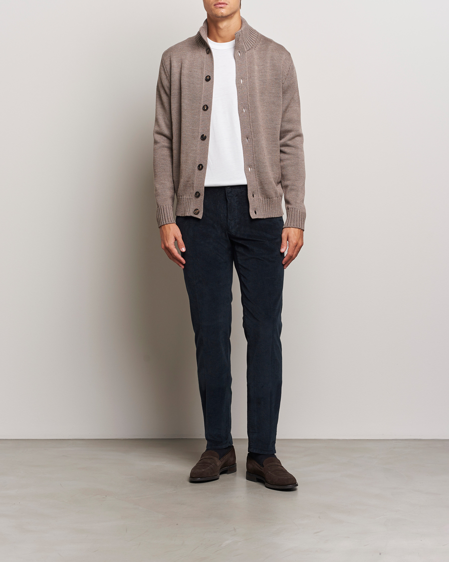 Heren | Truien | Zanone | Virgin Merino Wool Chioto Cardigan Taupe
