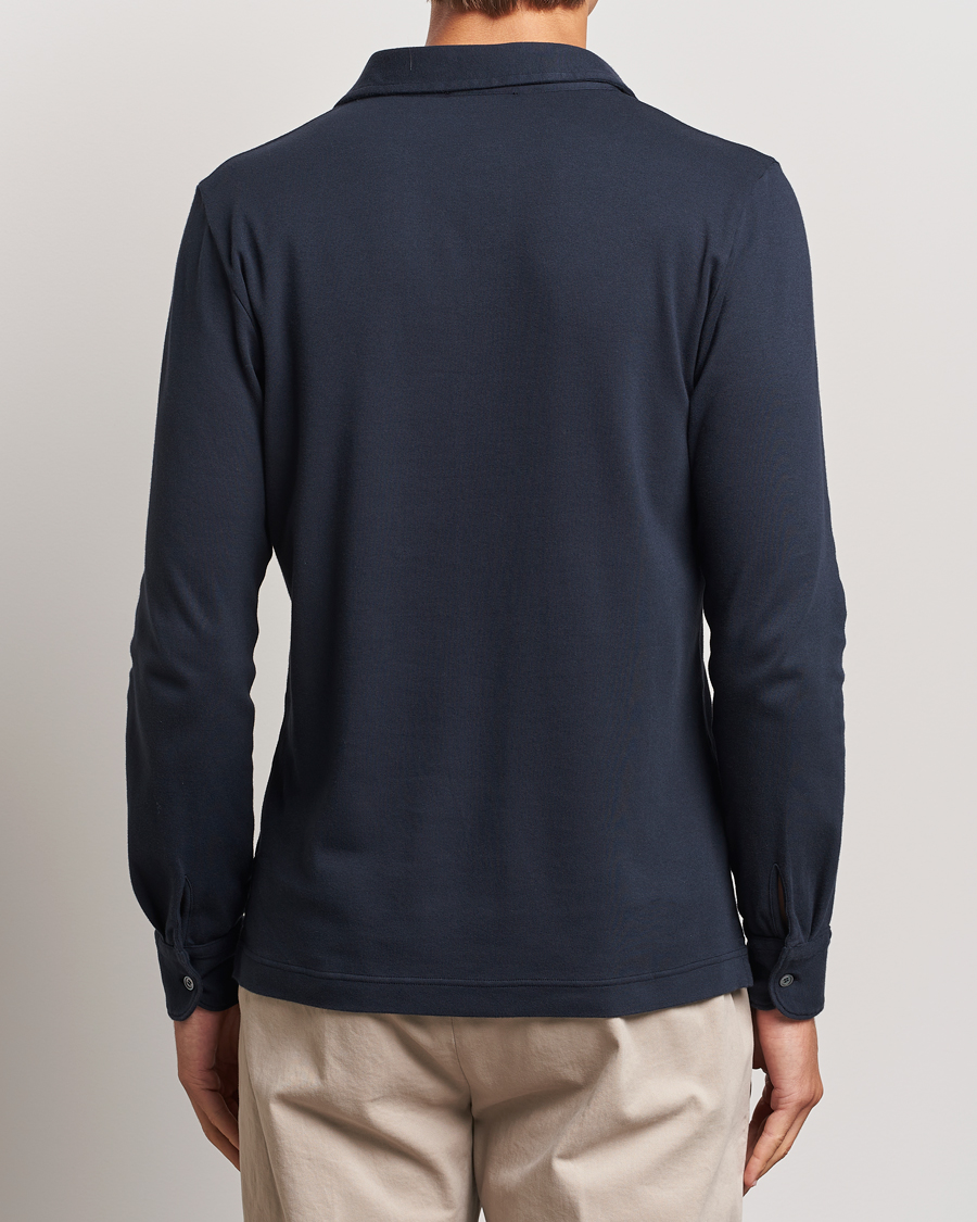 Heren | Truien | Zanone | Heavy Jersey Long Sleeve Polo Navy