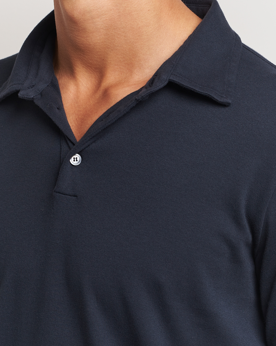 Heren | Truien | Zanone | Heavy Jersey Long Sleeve Polo Navy