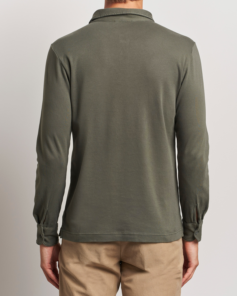 Heren | Truien | Zanone | Heavy Jersey Long Sleeve Polo Olive
