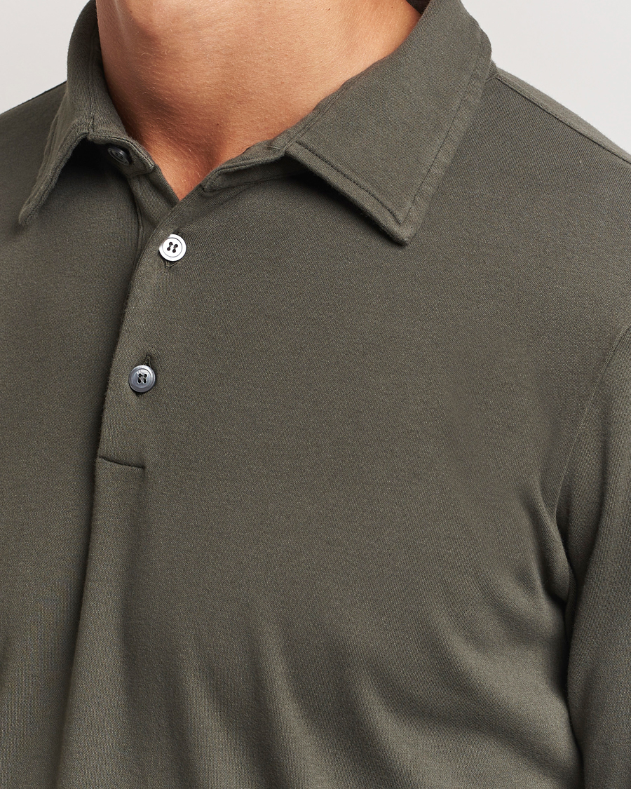 Heren | Truien | Zanone | Heavy Jersey Long Sleeve Polo Olive