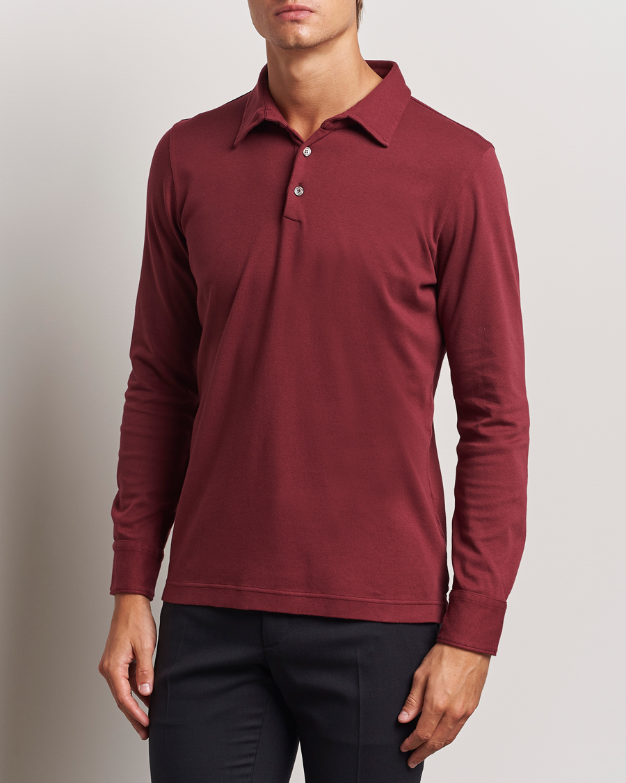 Heren | Truien | Zanone | Heavy Jersey Long Sleeve Polo Bordeaux