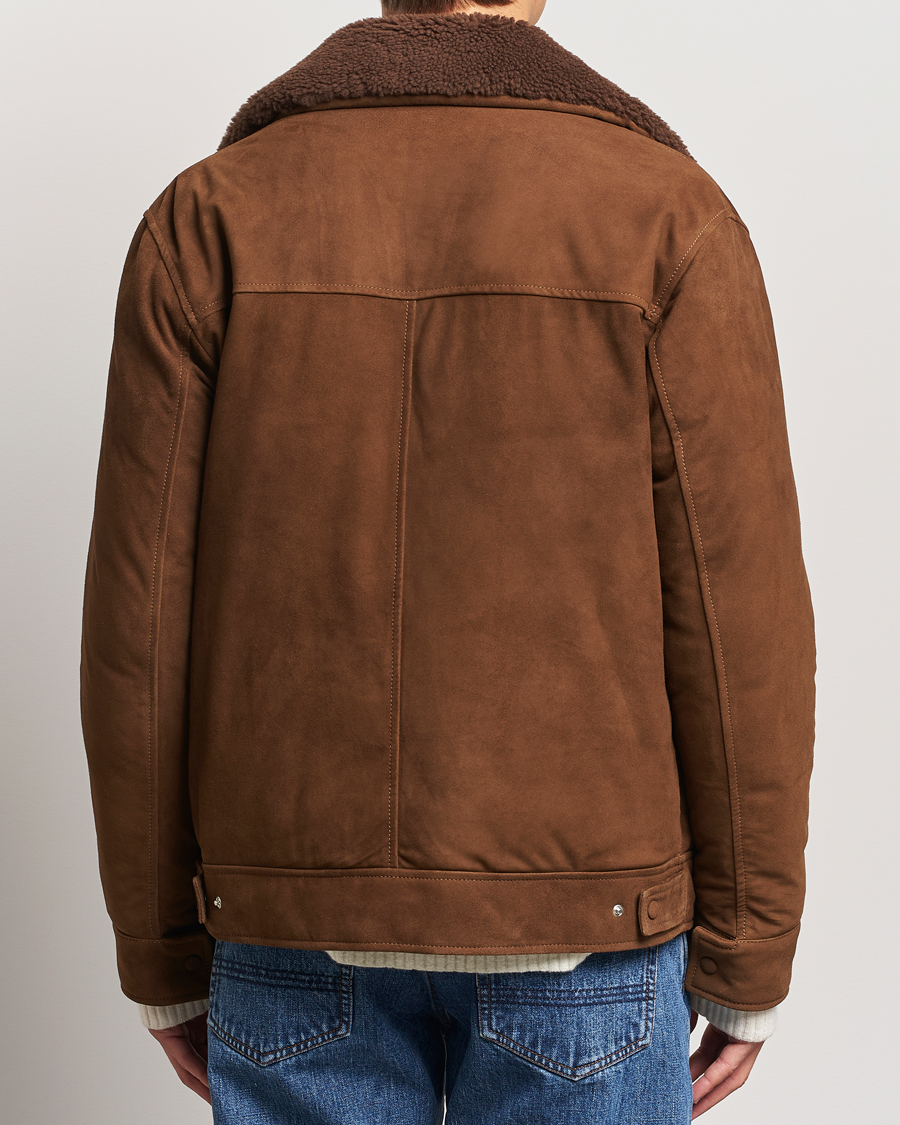 Heren | Jassen | Valstar | Goose Down Shearling Flight Jacket Brown Suede