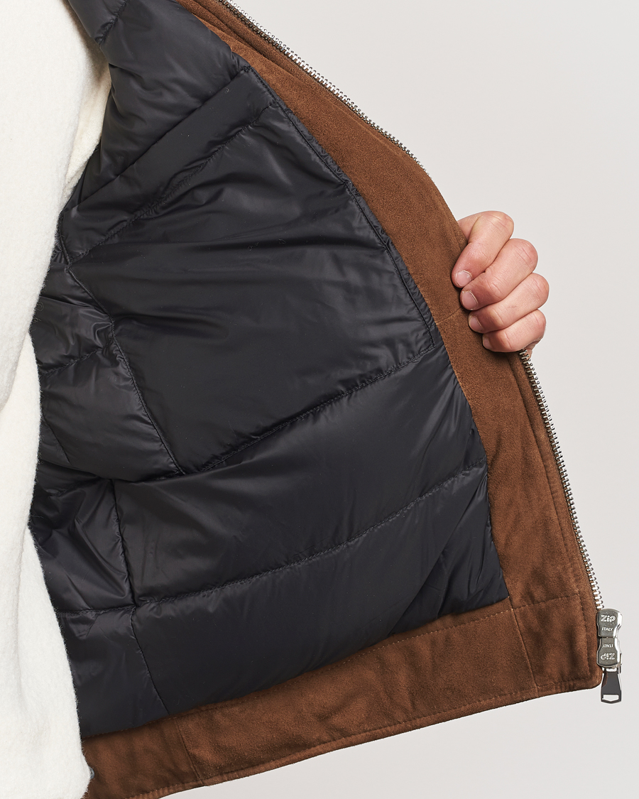 Heren | Jassen | Valstar | Goose Down Shearling Flight Jacket Brown Suede
