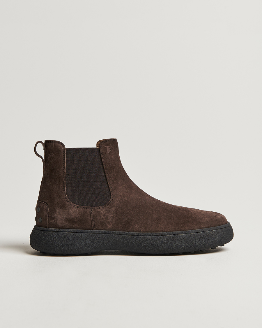 Heren | Tod's Gommino Chelsea Boots Dark Brown Suede | Tod's | Gommino Chelsea Boots Dark Brown Suede