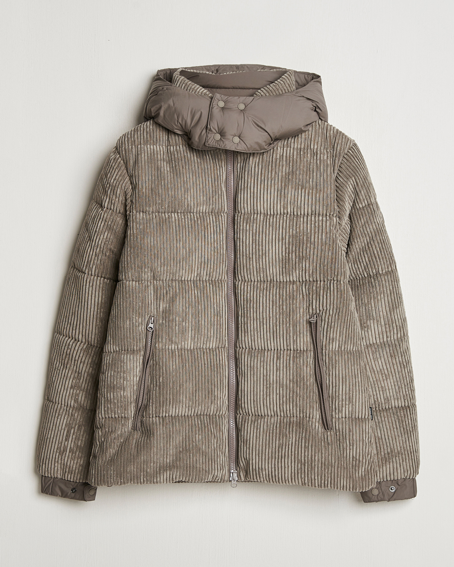 Heren | Jassen | Save The Duck | Albus Cord Padded Puffer Jacket Mud Grey