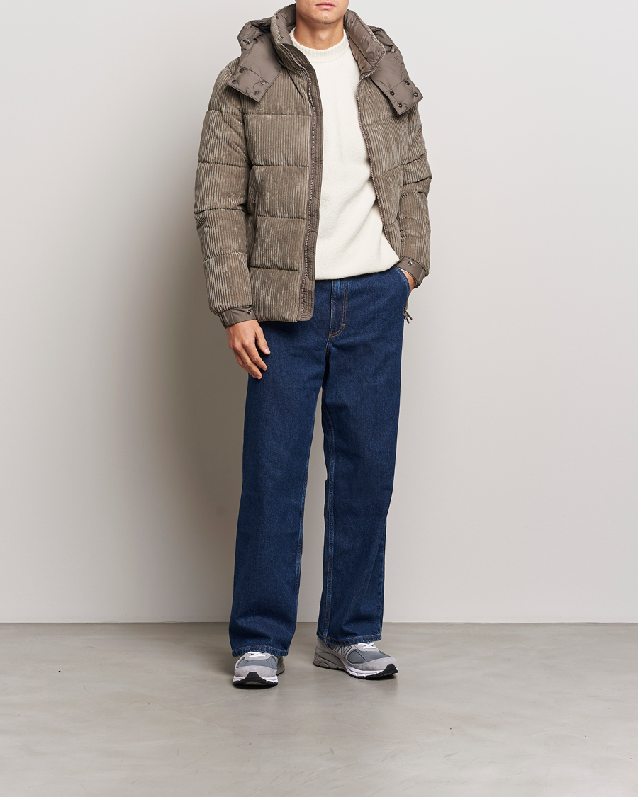 Heren | Jassen | Save The Duck | Albus Cord Padded Puffer Jacket Mud Grey