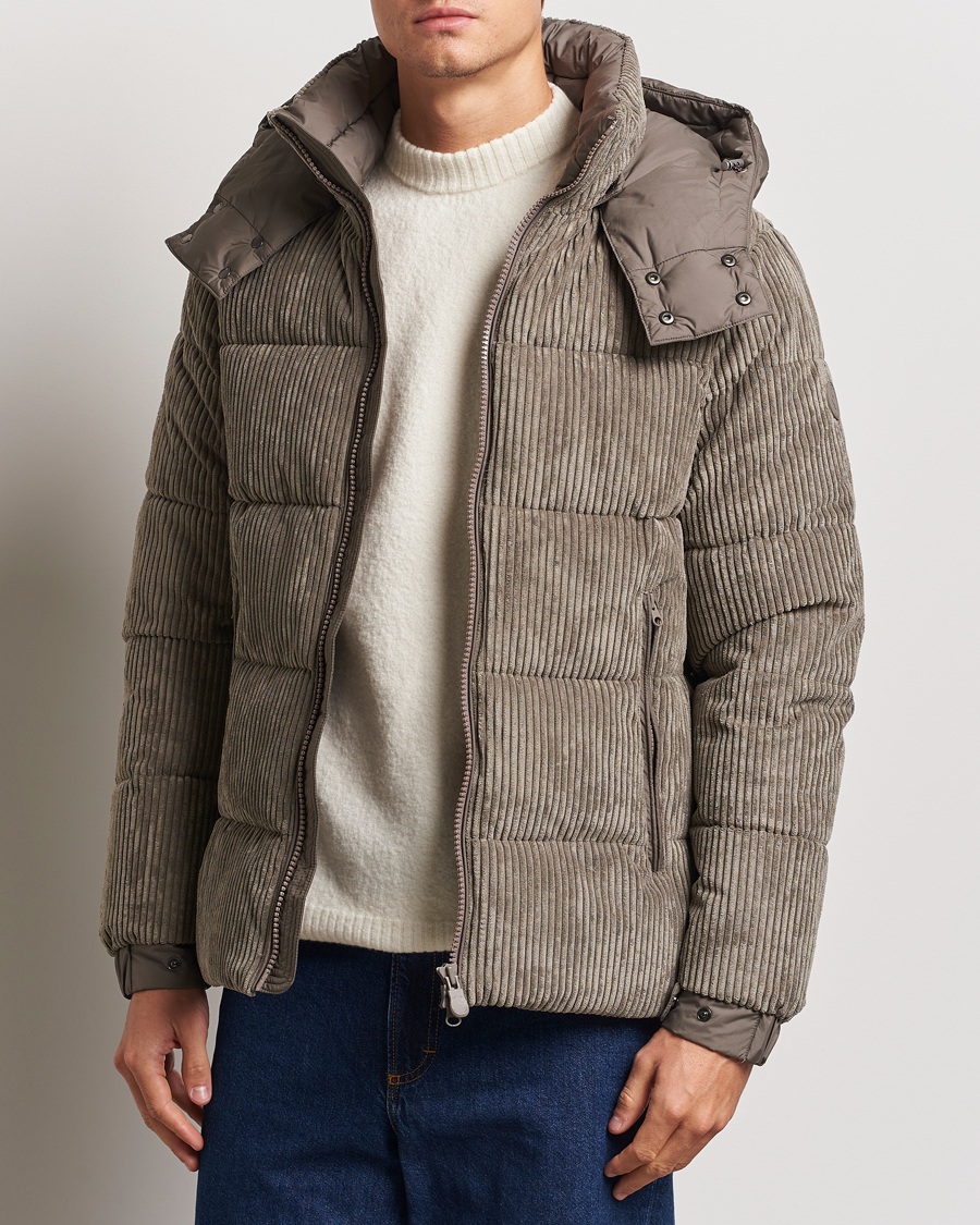 Heren | Jassen | Save The Duck | Albus Cord Padded Puffer Jacket Mud Grey