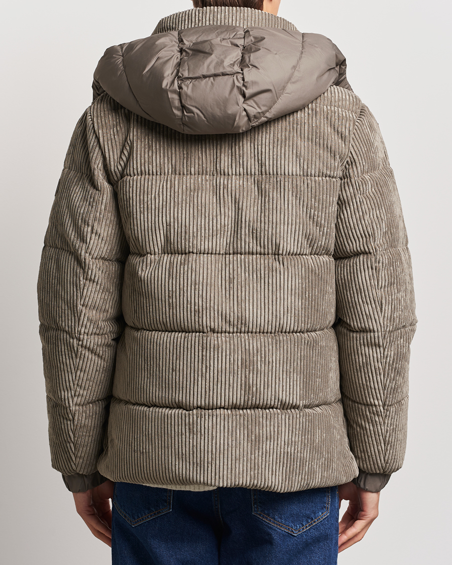 Heren | Jassen | Save The Duck | Albus Cord Padded Puffer Jacket Mud Grey