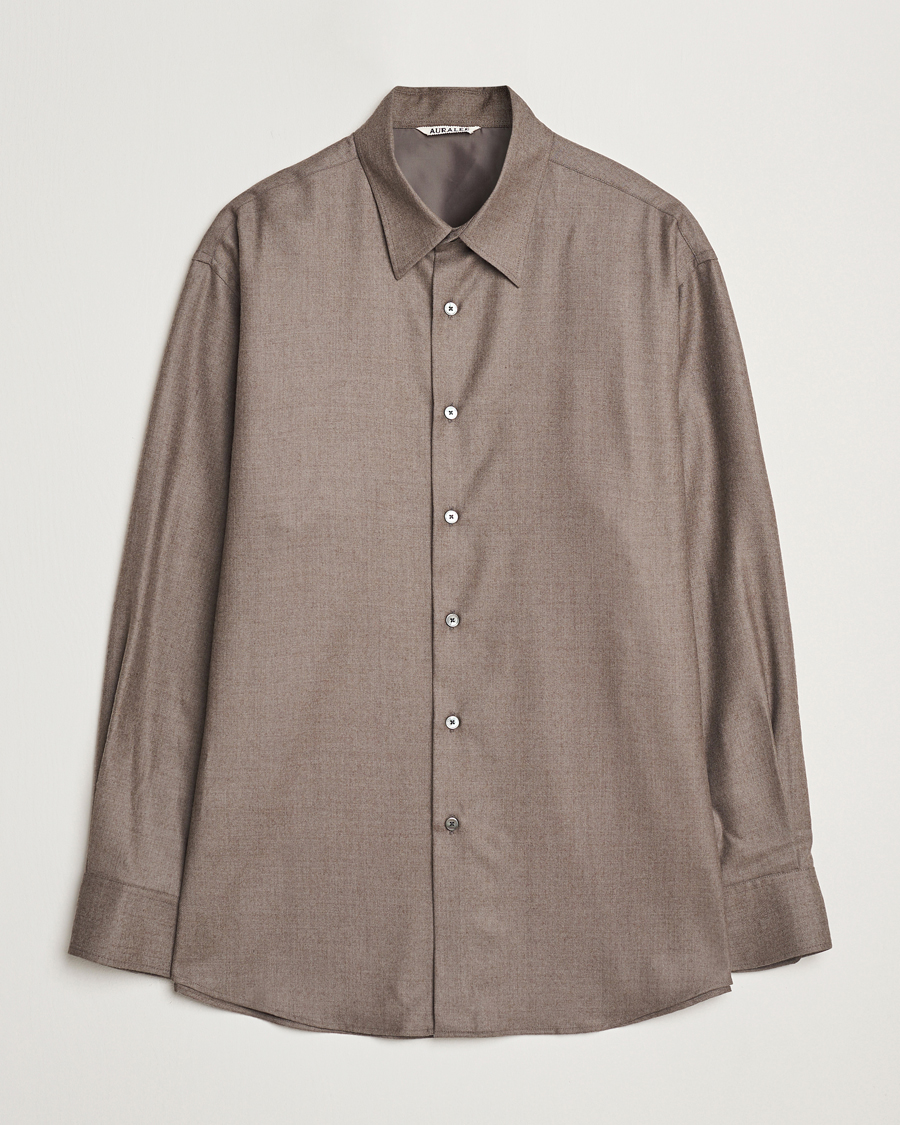 Heren | Overhemden | Auralee | Superlight Wool Shirt Top Brown