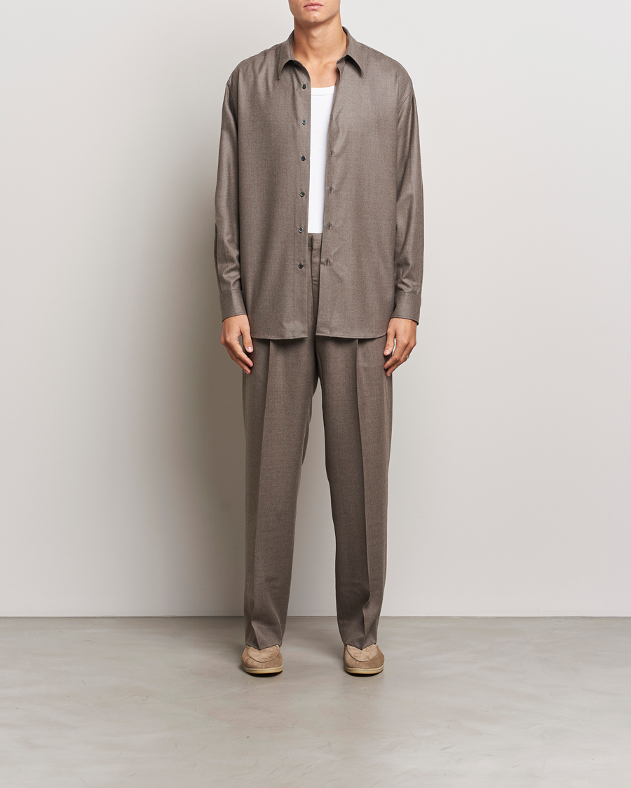 Heren | Overhemden | Auralee | Superlight Wool Shirt Top Brown