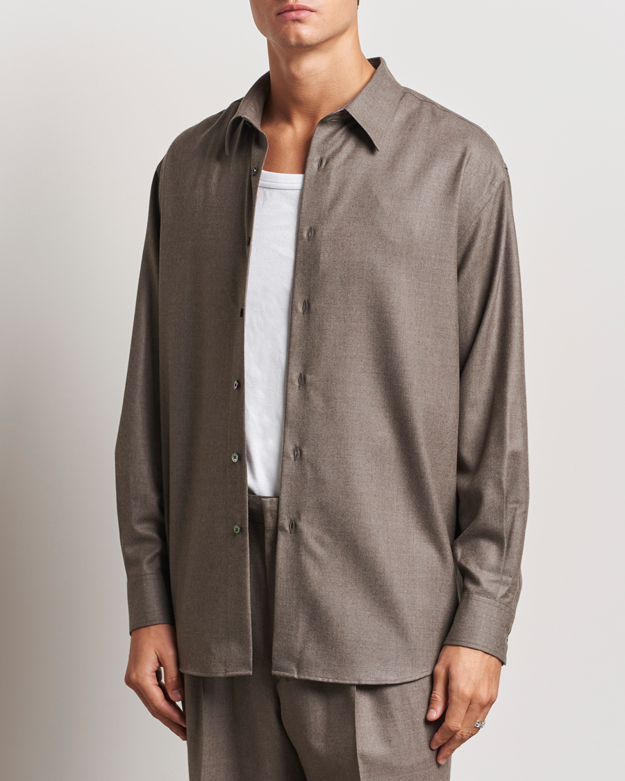 Heren | Overhemden | Auralee | Superlight Wool Shirt Top Brown