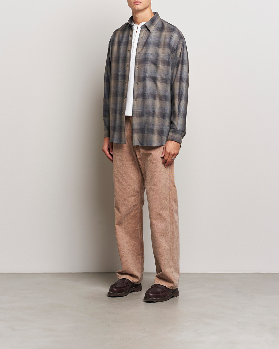 Heren | Overhemden | Auralee | Superlight Wool Shirt Charcoal Check