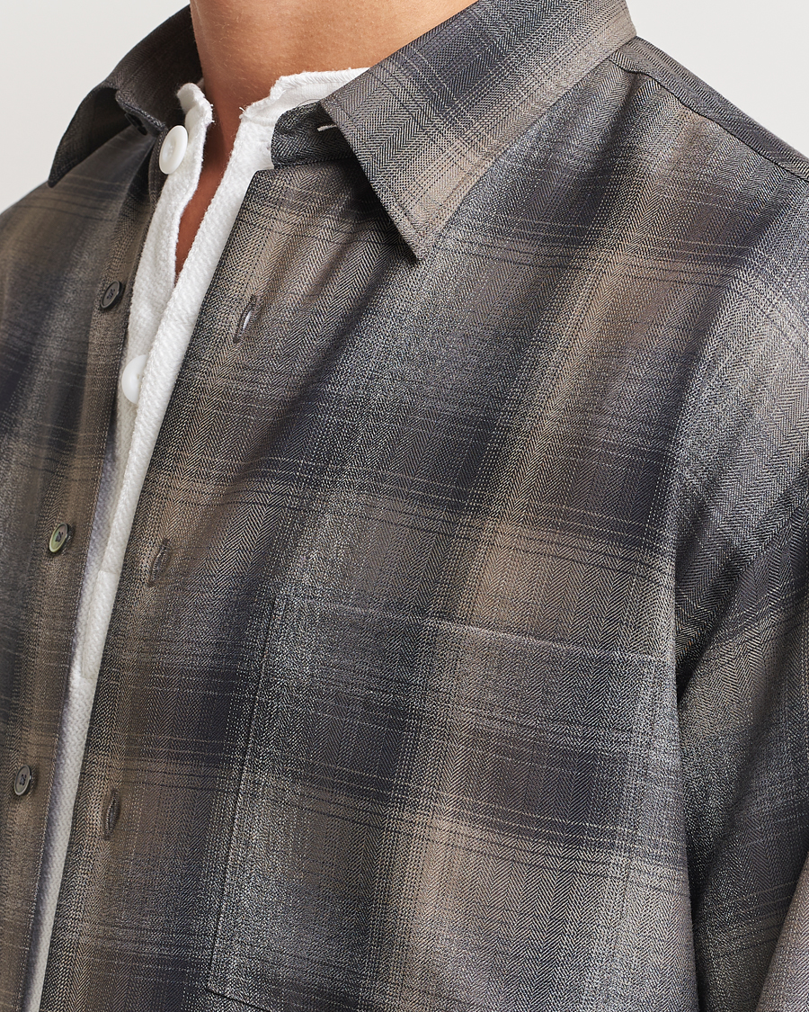 Heren | Overhemden | Auralee | Superlight Wool Shirt Charcoal Check