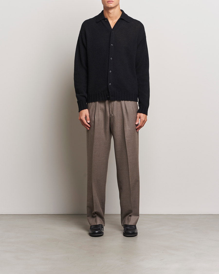 Heren | Truien | Auralee | Shetland Wool/Cashmere Cardigan Black