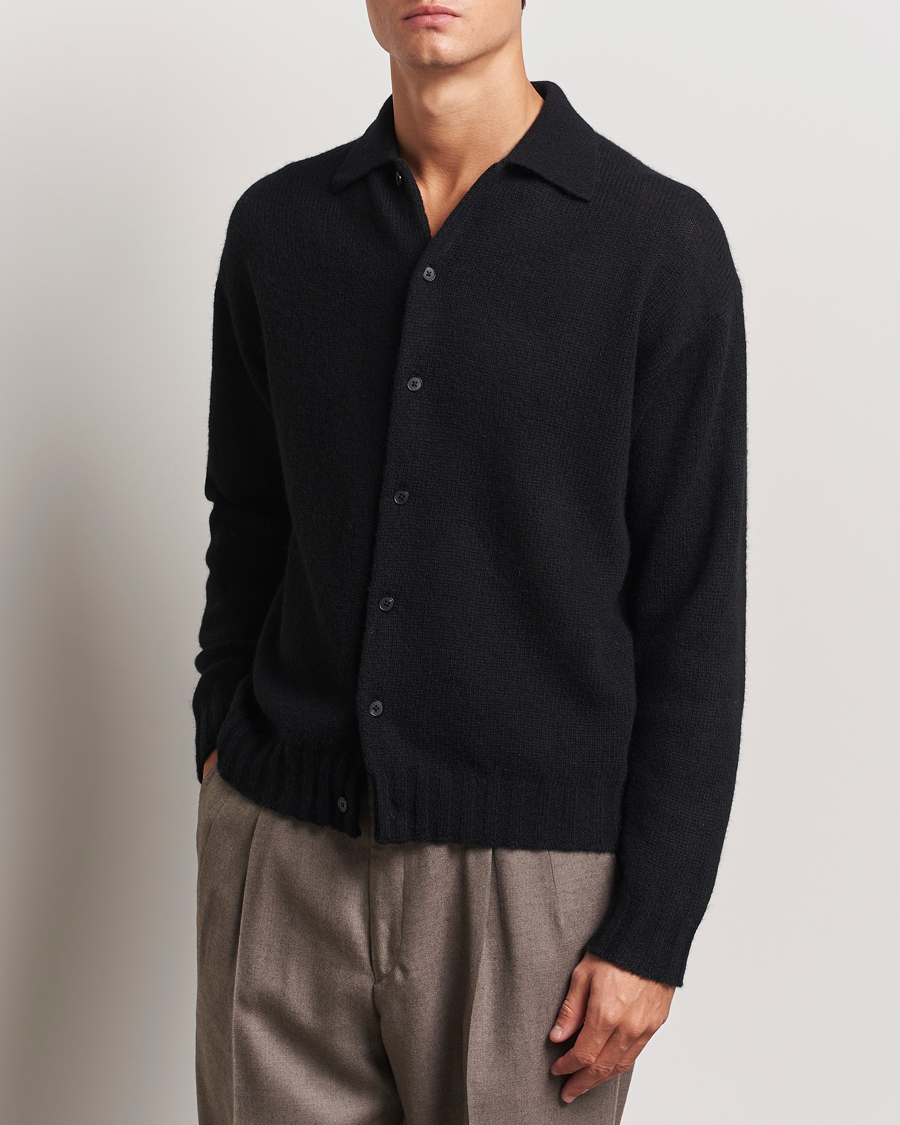Heren | Truien | Auralee | Shetland Wool/Cashmere Cardigan Black