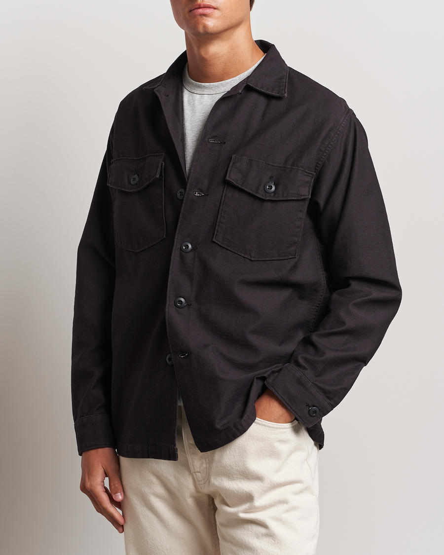 Heren | Overhemden | orSlow | Cotton Sateen US Army Overshirt Black