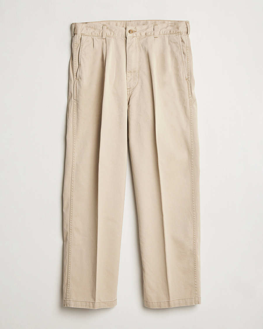 Heren | Broeken | orSlow | Two Tuck Wide Trousers Khaki
