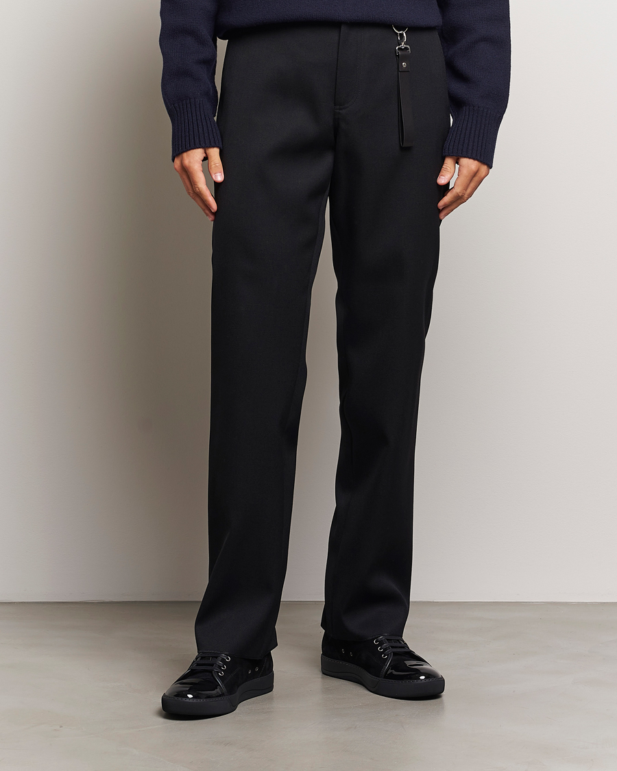 Heren | Broeken | Lanvin | Casual Straight Wool Trousers Black