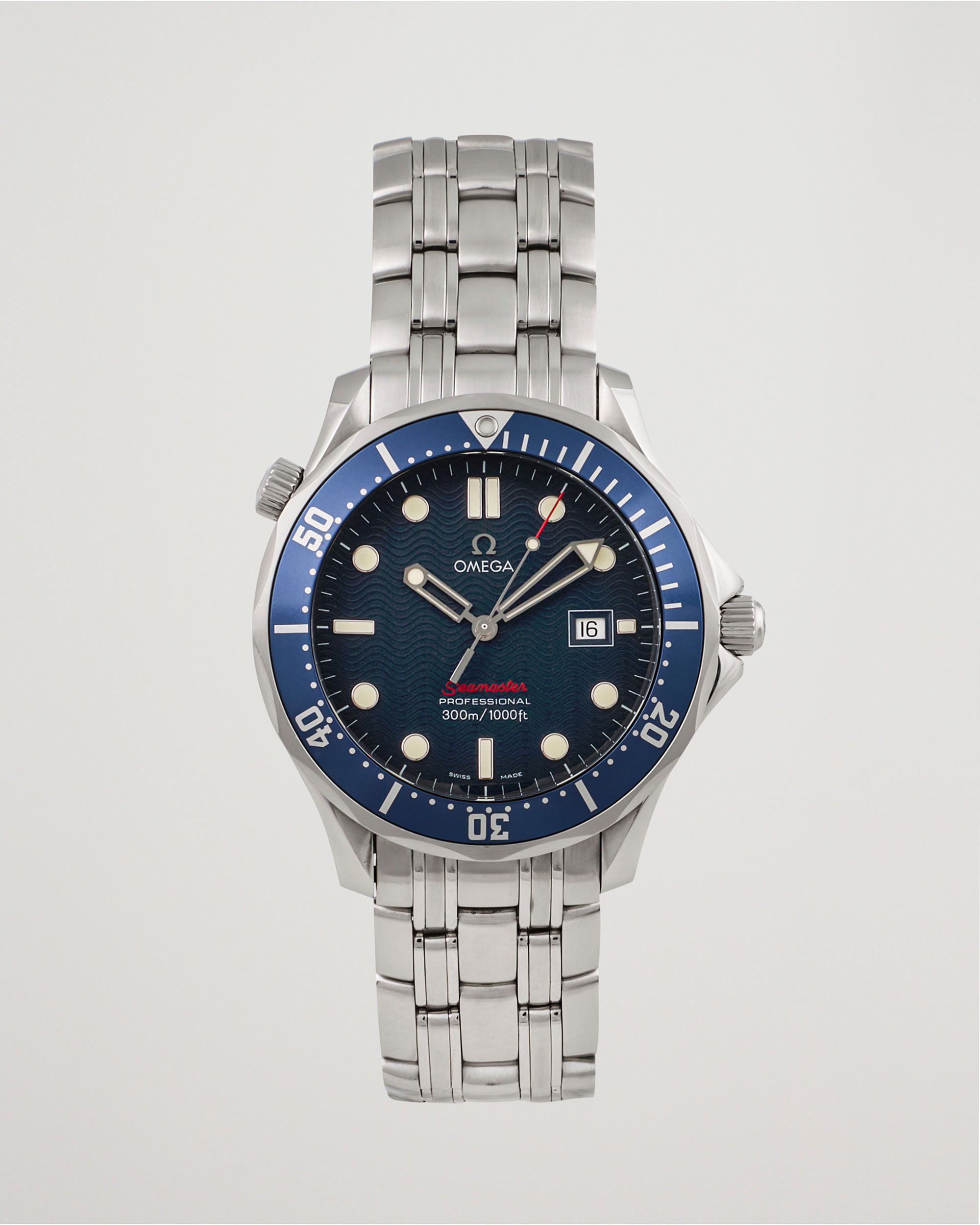 Heren | Omega Pre-Owned Seamaster Diver 300M Red 2221.80.00 Silver | Omega Pre-Owned | Seamaster Diver 300M Red 2221.80.00 Silver