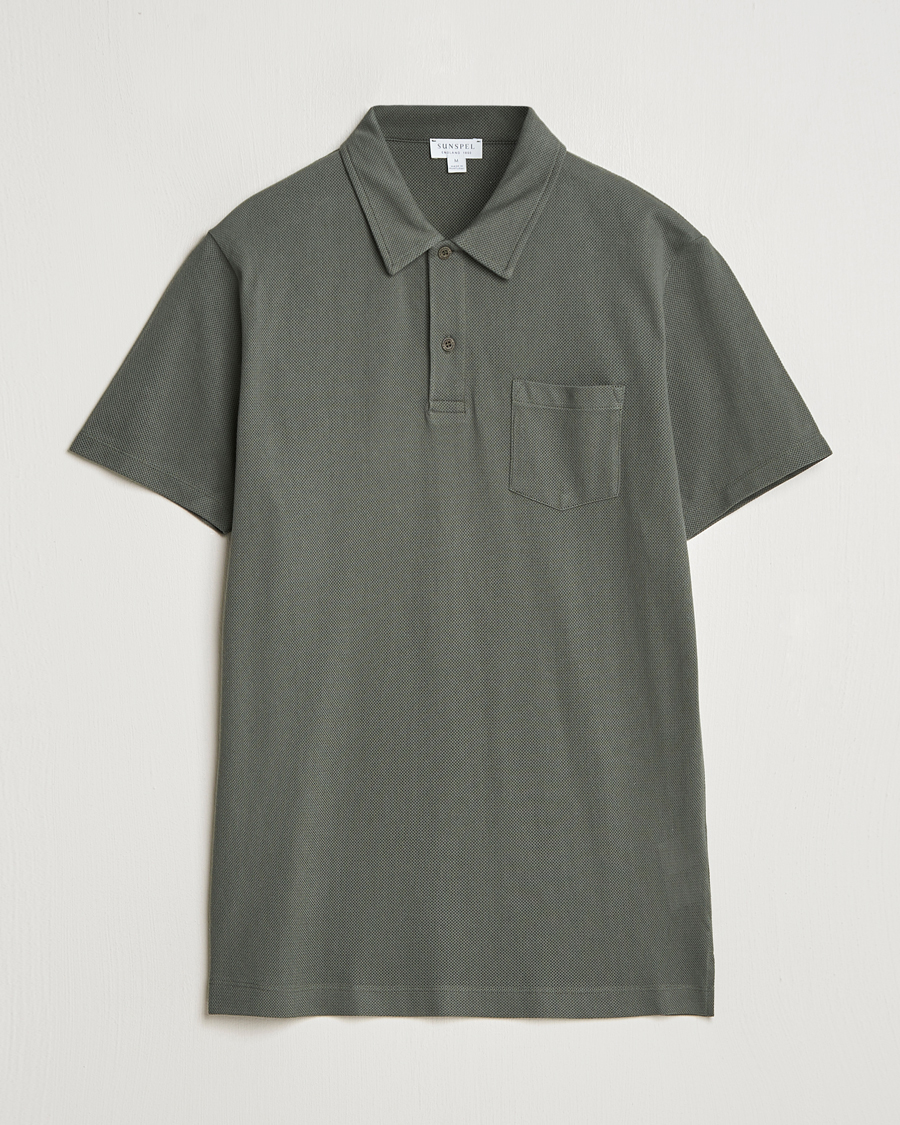 Heren | Polo's | Sunspel | Riviera Polo Shirt Drill Green