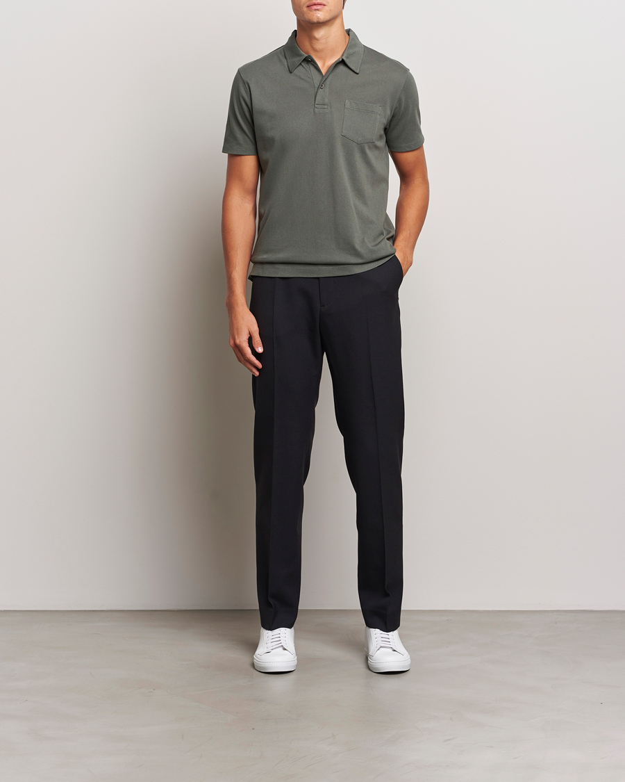 Heren | Polo's | Sunspel | Riviera Polo Shirt Drill Green
