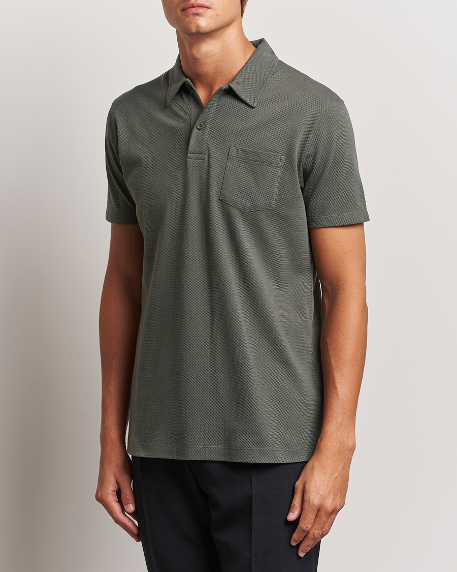 Heren | Polo's | Sunspel | Riviera Polo Shirt Drill Green