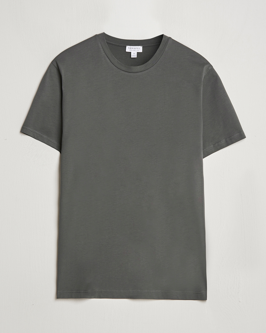Heren | T-shirts | Sunspel | Riviera Midweight T-Shirt Drill Green